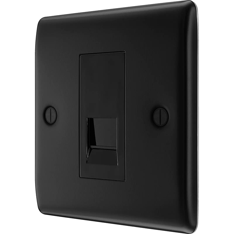 BG Electrical Nexus Metal Matt Black - Single, RJ11 telephone socket