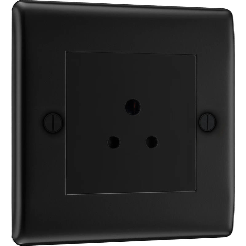 BG Electrical Nexus Metal Matt Black - 2A, Single, unswitched, round pin