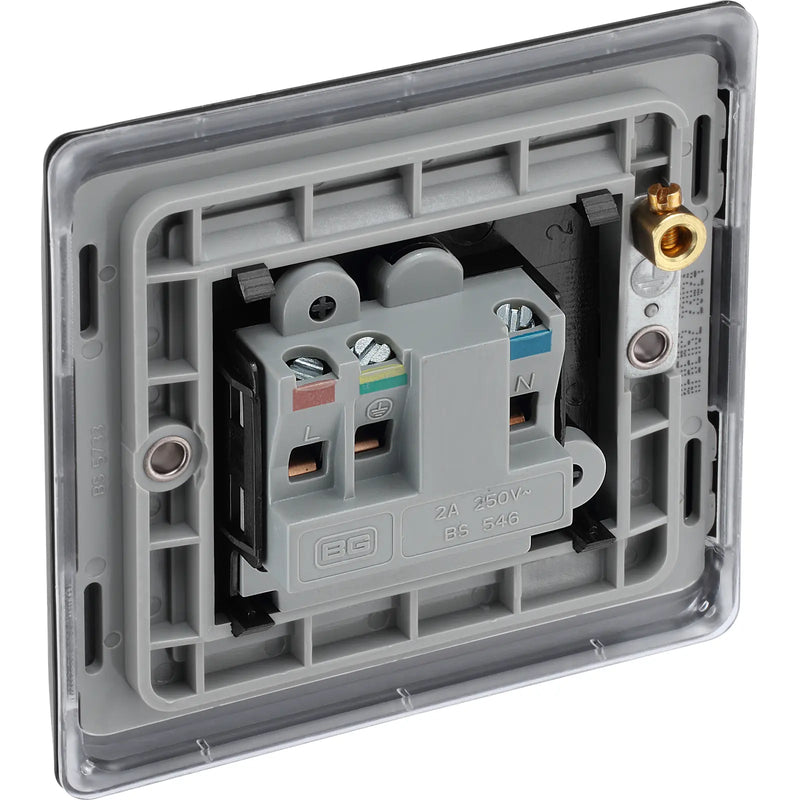 BG Electrical Nexus Metal Matt Black - 2A, Single, unswitched, round pin