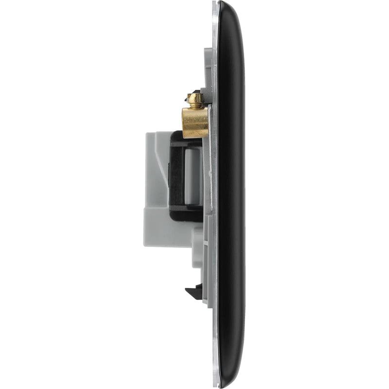 BG Electrical Nexus Metal Matt Black - 2A, Single, unswitched, round pin