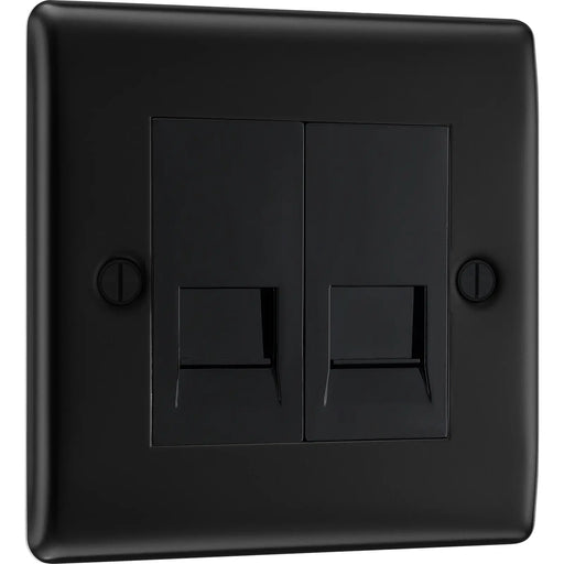 BG Electrical Nexus Metal Matt Black - Double telephone socket, secondary