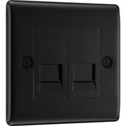 BG Electrical Nexus Metal Matt Black - Double, RJ11 telephone socket