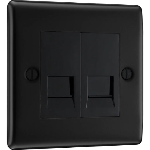 BG Electrical Nexus Metal Matt Black - Double, RJ11 telephone socket