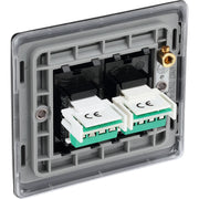 BG Electrical Nexus Metal Matt Black - Double, RJ11 telephone socket
