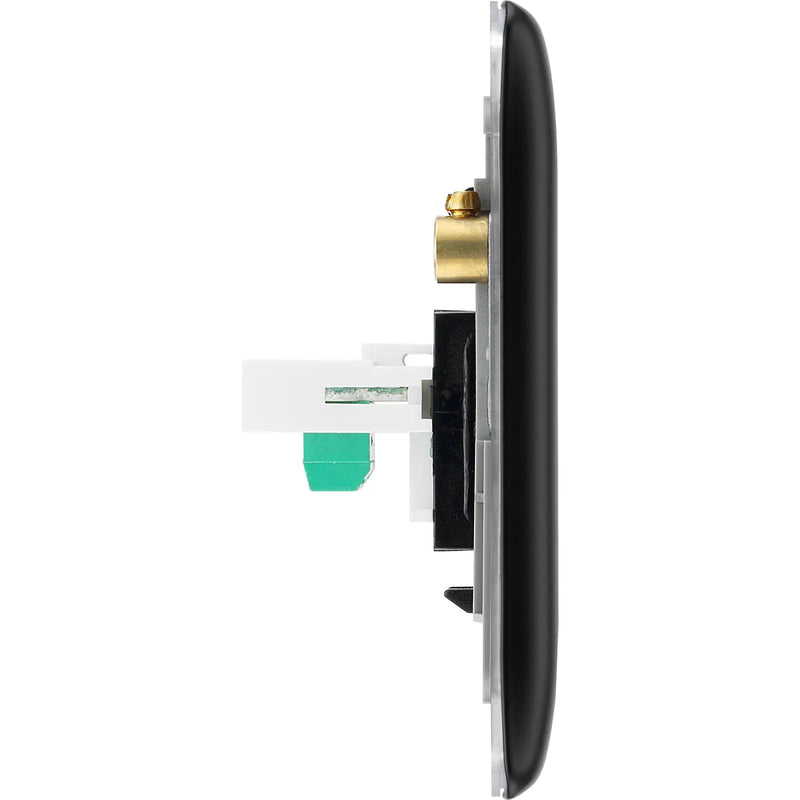 BG Electrical Nexus Metal Matt Black - Double, RJ11 telephone socket