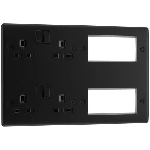 BG Electrical Nexus Metal Matt Black - 2 x double, switched, double pole, 8 Euro Module