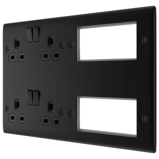 BG Electrical Nexus Metal Matt Black - 2 x double, switched, double pole, 8 Euro Module