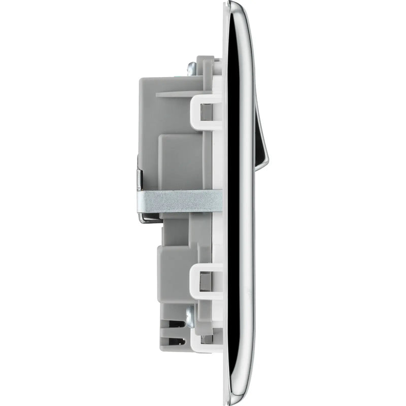 BG Electrical Nexus Metal Polished Chrome - Double switched single pole, with USB A + C (12W)