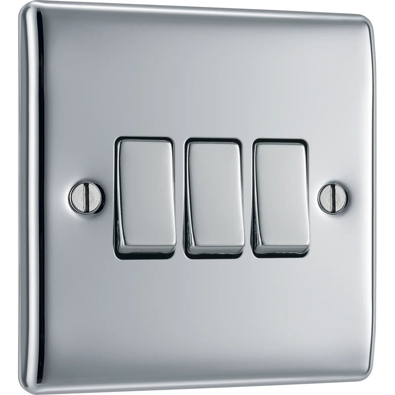 BG Electrical Nexus Metal Polished Chrome - Triple, 2 way switch