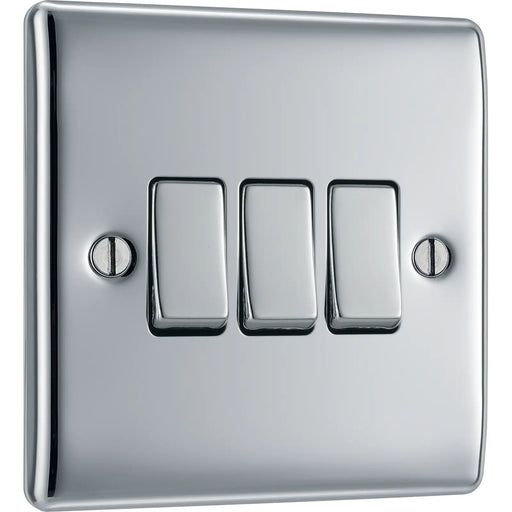BG Electrical Nexus Metal Polished Chrome - Triple, 2 way switch