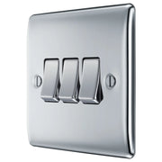 BG Electrical Nexus Metal Polished Chrome - Triple, 2 way switch