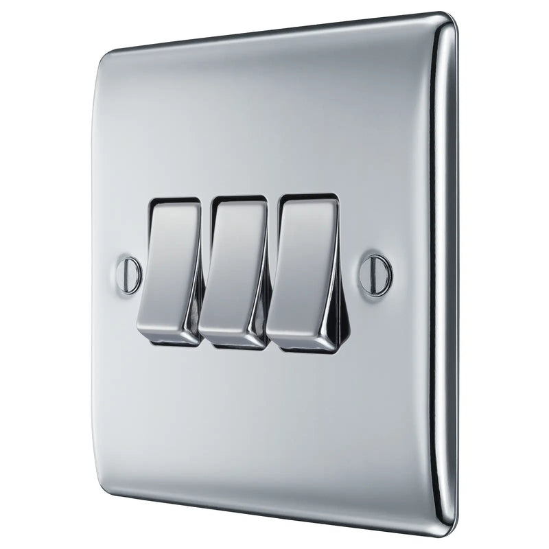 BG Electrical Nexus Metal Polished Chrome - Triple, 2 way switch
