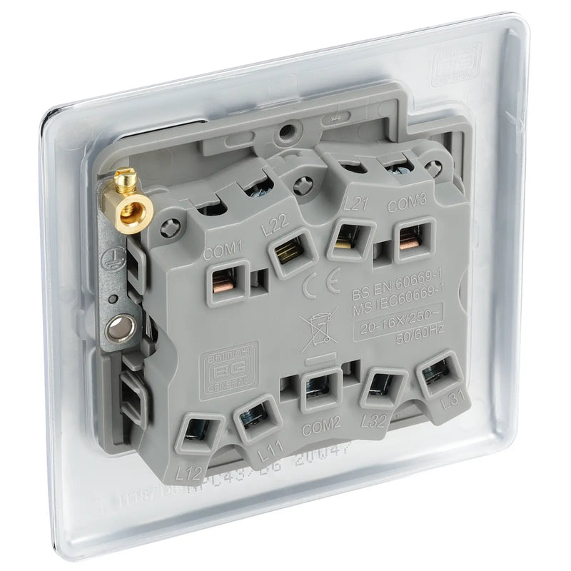 BG Electrical Nexus Metal Polished Chrome - Triple, 2 way switch