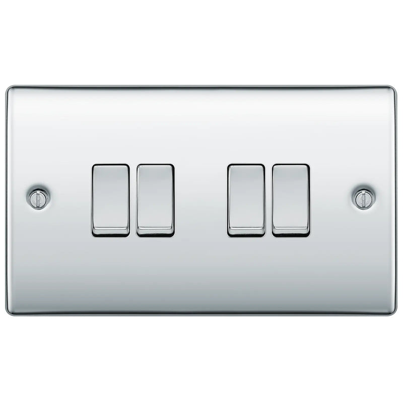 BG Electrical Nexus Metal Polished Chrome - Quadruple, 2 way switch