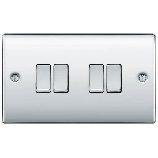 BG Electrical Nexus Metal Polished Chrome - Quadruple, 2 way switch