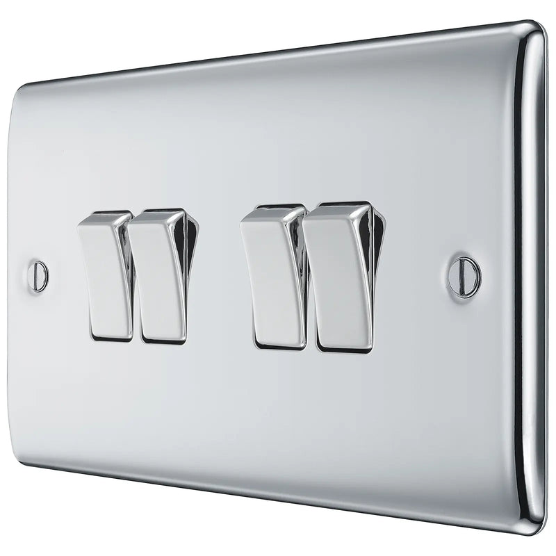 BG Electrical Nexus Metal Polished Chrome - Quadruple, 2 way switch