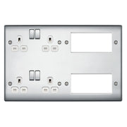 BG Electrical Nexus Metal Polished Chrome - Combination plate, 2 x double socket, 8 module aperture