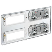 BG Electrical Nexus Metal Polished Chrome - Combination plate, 2 x double socket, 8 module aperture