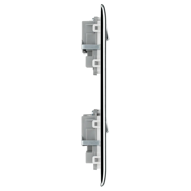 BG Electrical Nexus Metal Polished Chrome - Combination plate, 2 x double socket, 8 module aperture