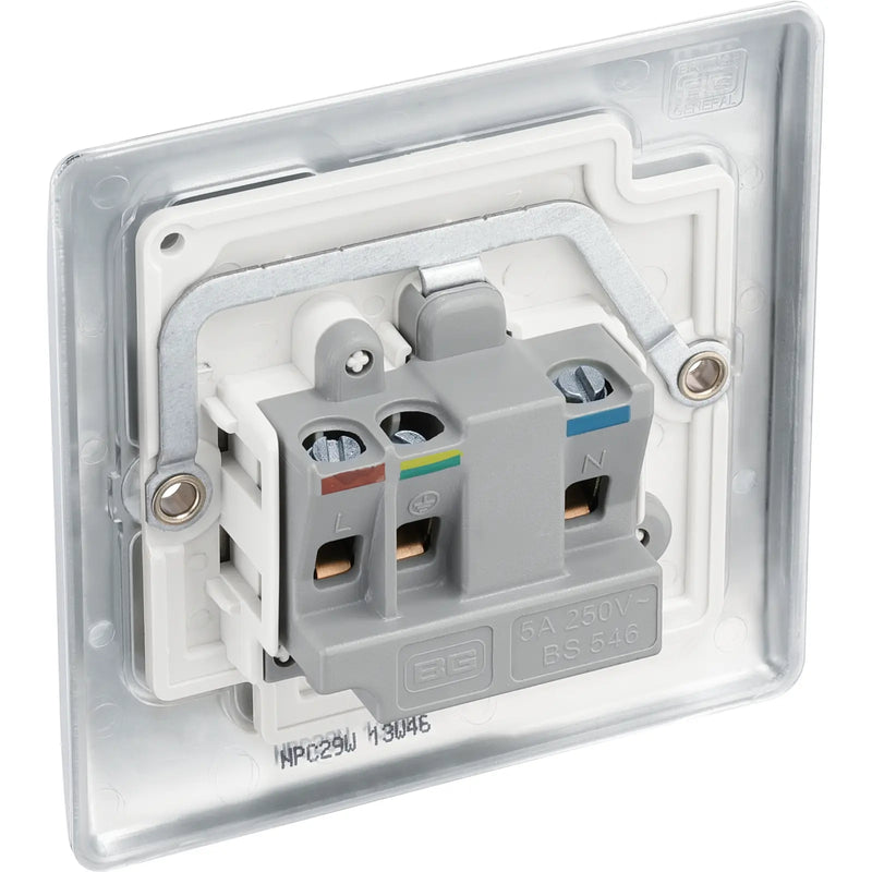 BG Electrical Nexus Metal Polished Chrome - 5A, single, unswitched, round pin