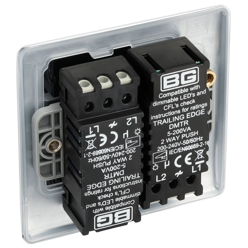 BG Electrical Nexus Metal Polished Chrome - Double, 2 way push 200W
