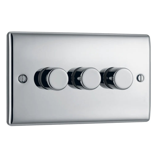 BG Electrical Nexus Metal Polished Chrome - Triple, 2 way push 200W