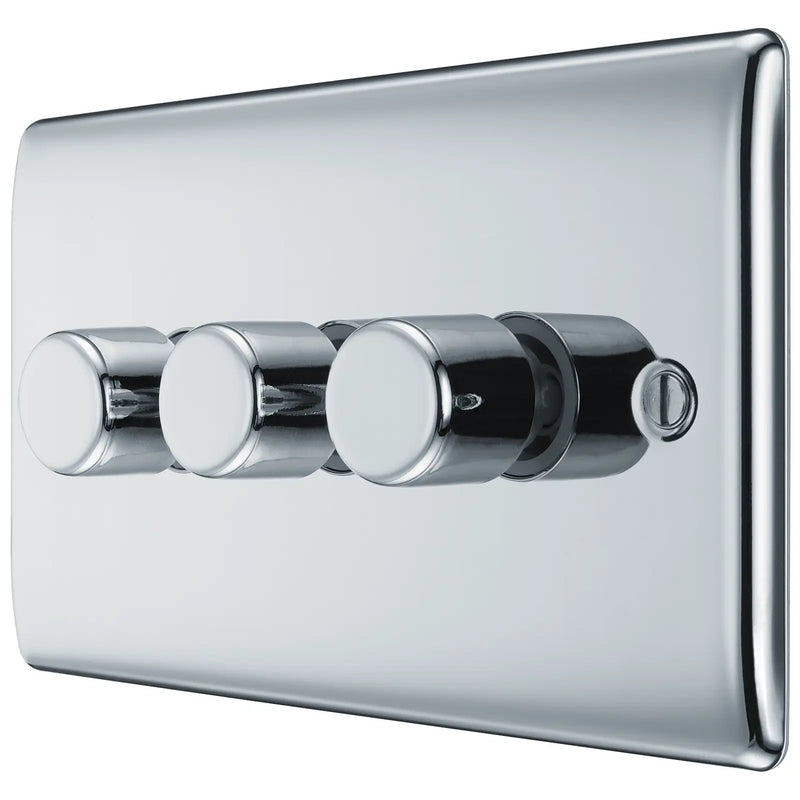 BG Electrical Nexus Metal Polished Chrome - Triple, 2 way push 200W