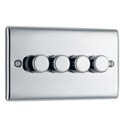 BG Electrical Nexus Metal Polished Chrome - Quadruple, 2 way push 200W