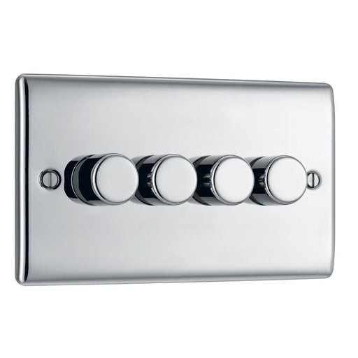 BG Electrical Nexus Metal Polished Chrome - Quadruple, 2 way push 200W