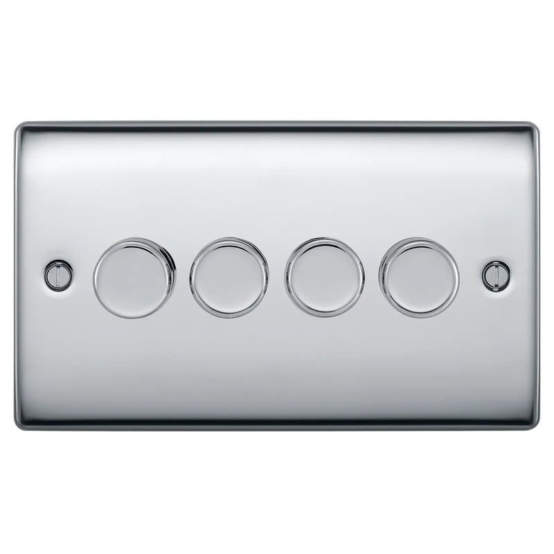 BG Electrical Nexus Metal Polished Chrome - Quadruple, 2 way push 200W