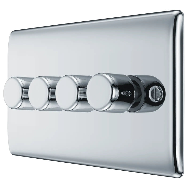 BG Electrical Nexus Metal Polished Chrome - Quadruple, 2 way push 200W