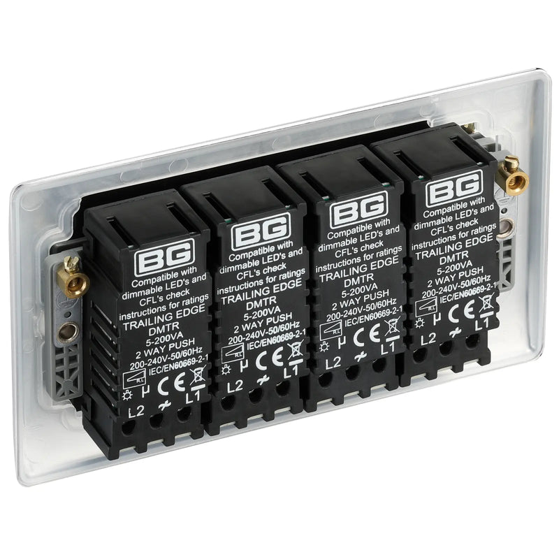 BG Electrical Nexus Metal Polished Chrome - Quadruple, 2 way push 200W