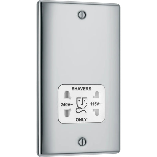 BG Electrical Nexus Metal Polished Chrome - 115/240V dual voltage shaver socket