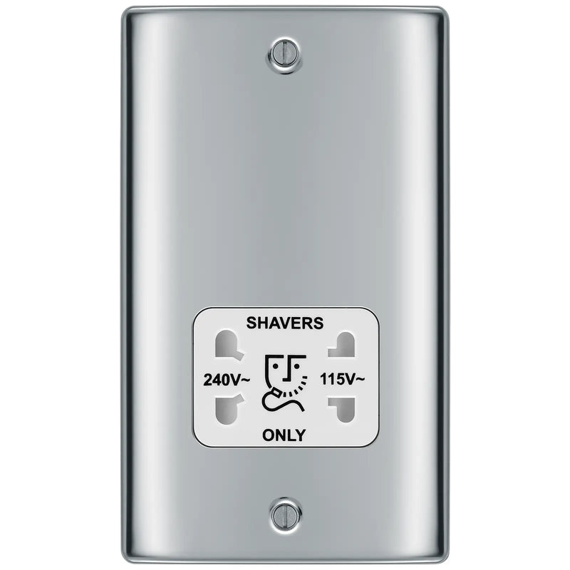 BG Electrical Nexus Metal Polished Chrome - 115/240V dual voltage shaver socket