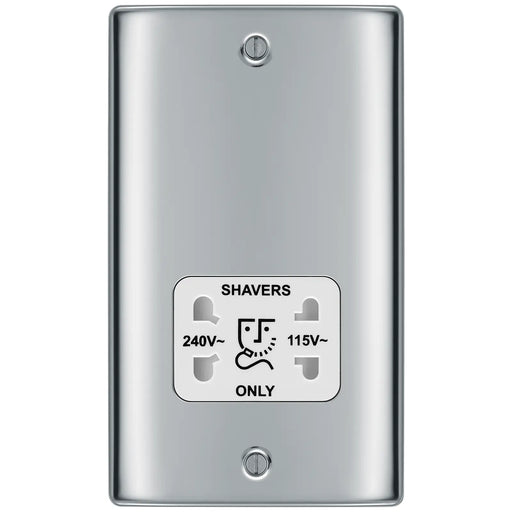 BG Electrical Nexus Metal Polished Chrome - 115/240V dual voltage shaver socket