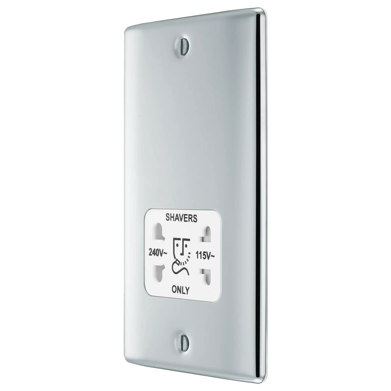 BG Electrical Nexus Metal Polished Chrome - 115/240V dual voltage shaver socket