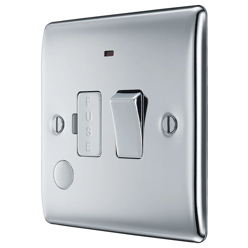 BG Electrical Nexus Metal Polished Chrome - Switched and fused with indicator and flex outlet
