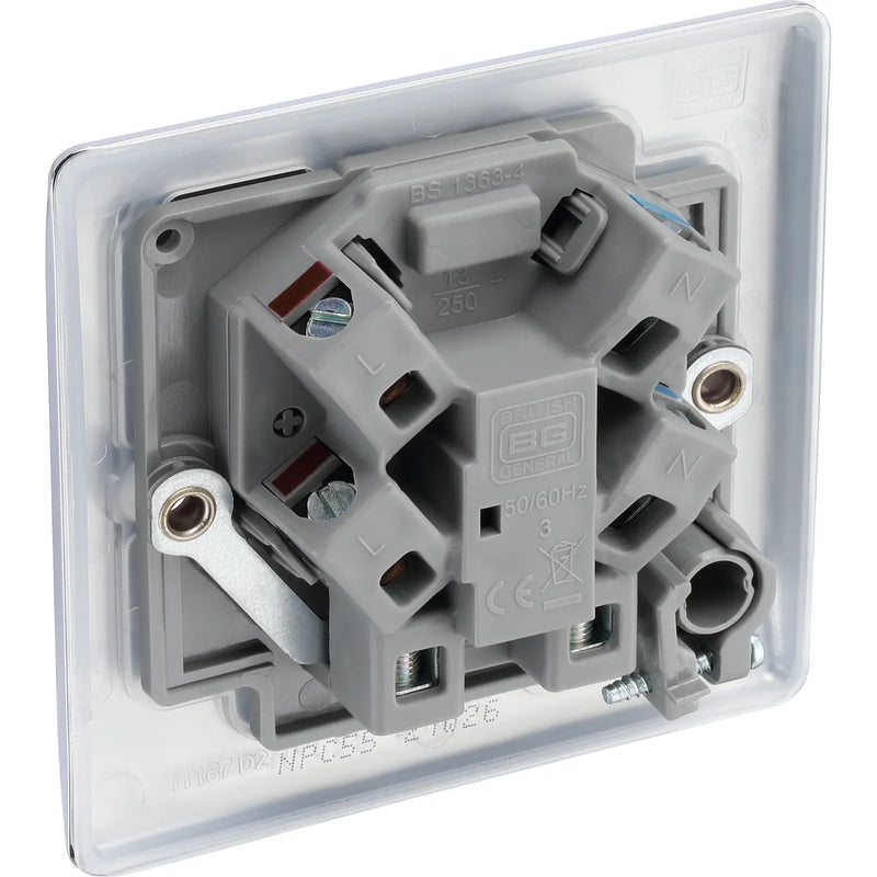 BG Electrical Nexus Metal Polished Chrome - Unswitched and fused with flex outlet