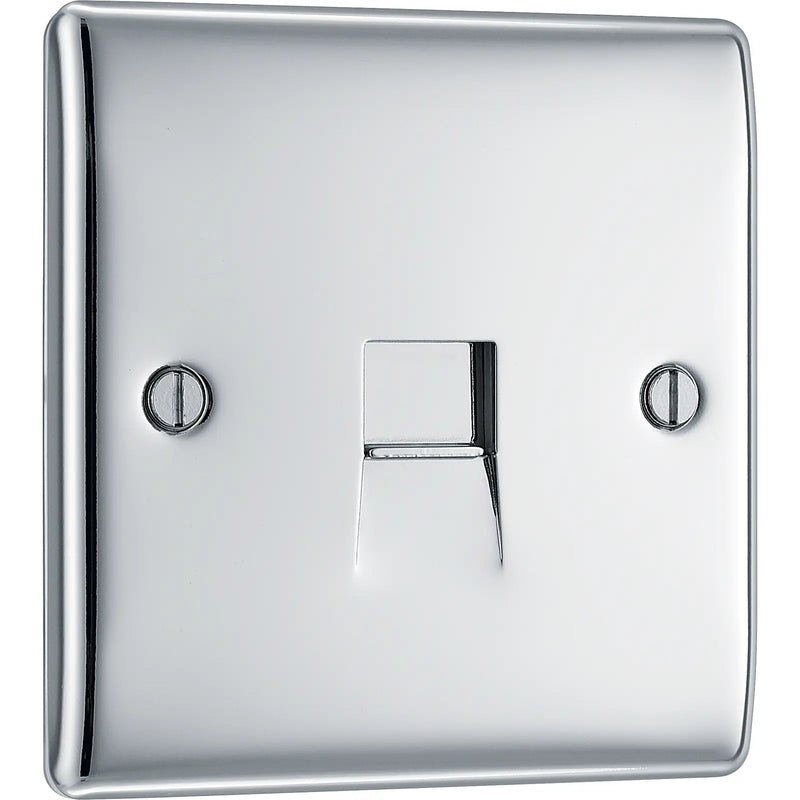 BG Electrical Nexus Metal Polished Chrome - Single, telephone socket, secondary