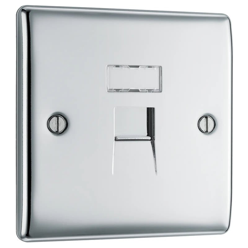 BG Electrical Nexus Metal Polished Chrome - Single, RJ45 data socket