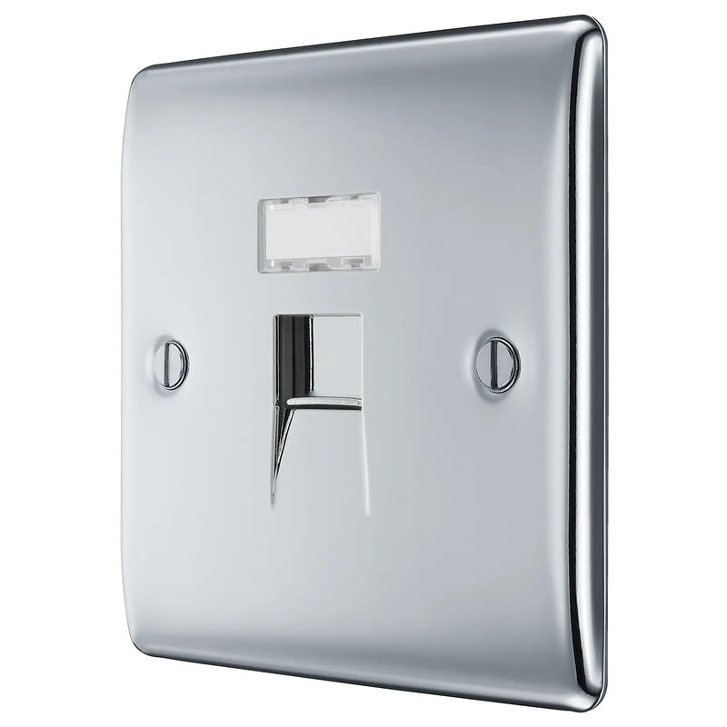 BG Electrical Nexus Metal Polished Chrome - Single, RJ45 data socket