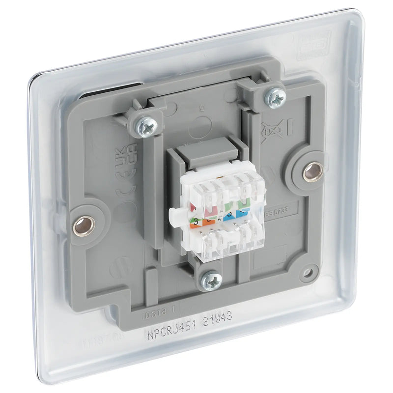 BG Electrical Nexus Metal Polished Chrome - Single, RJ45 data socket