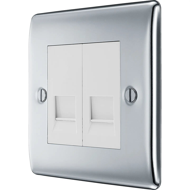 BG Electrical Nexus Metal Polished Chrome - Double, telephone socket, master