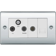 BG Electrical Nexus Metal Polished Chrome - Triplex with BT outlet and co-axial return - screened