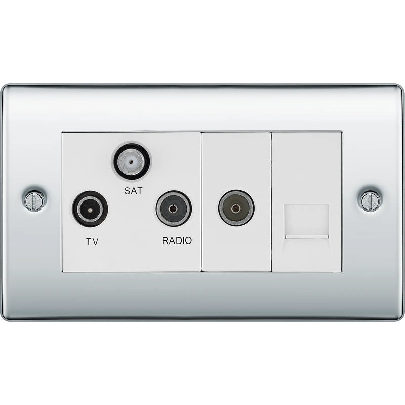BG Electrical Nexus Metal Polished Chrome - Triplex with BT outlet and co-axial return - screened