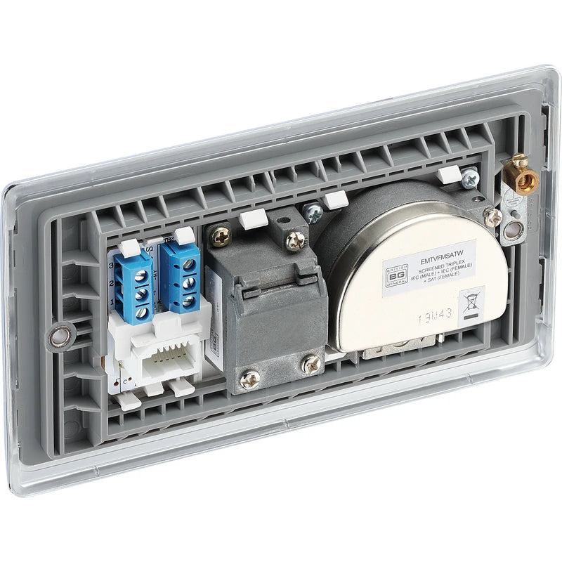 BG Electrical Nexus Metal Polished Chrome - Triplex with BT outlet and co-axial return - screened