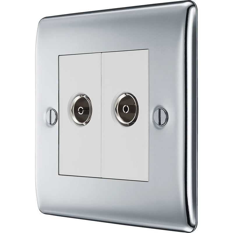 BG Electrical Nexus Metal Polished Chrome - Double, TV/FM