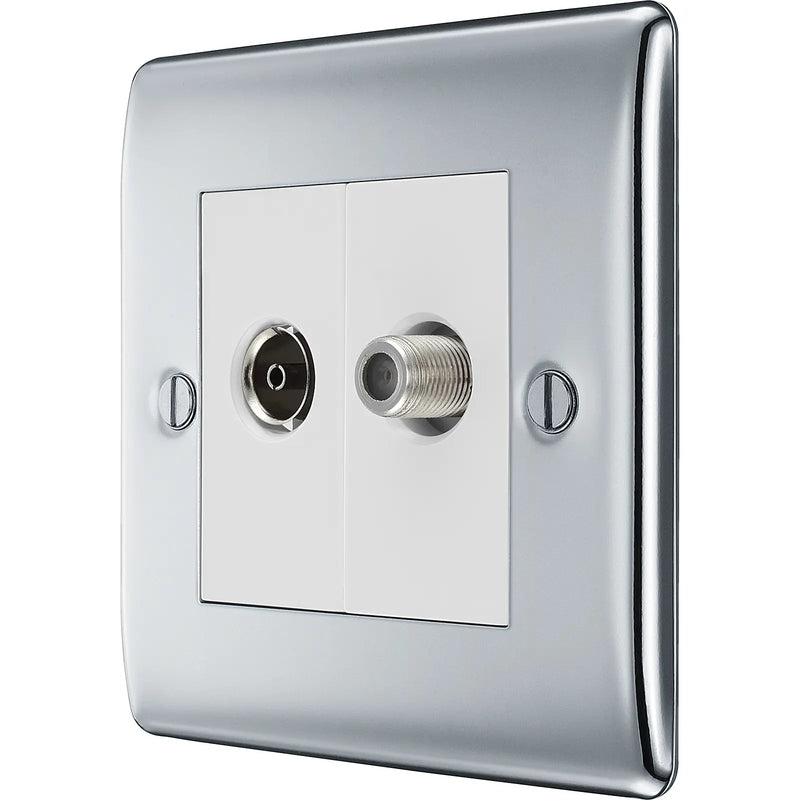 BG Electrical Nexus Metal Polished Chrome - Double, satellite and co-axial