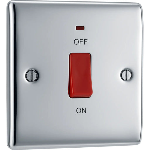 BG Electrical Nexus Metal Polished Chrome - 45A, double pole, single plate, with indicator