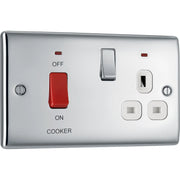 BG Electrical Nexus Metal Polished Chrome - 45A double pole, with switched socket and indicators
